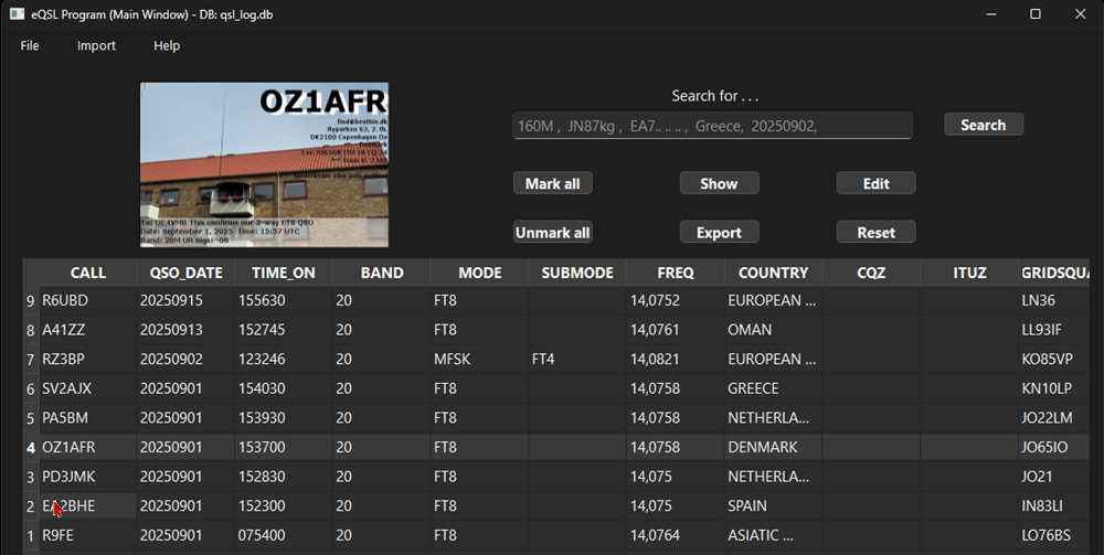 Eqsl_Program Interface Screenshot